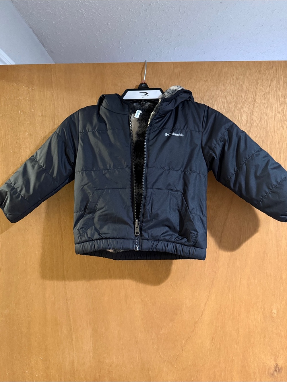 Reversible Columbia Black Kids Puffer Jacket with Hood